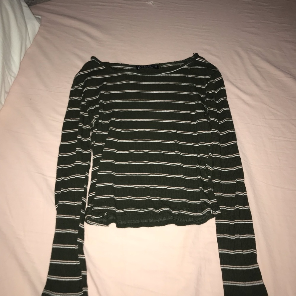 cotton on green striped crop tee